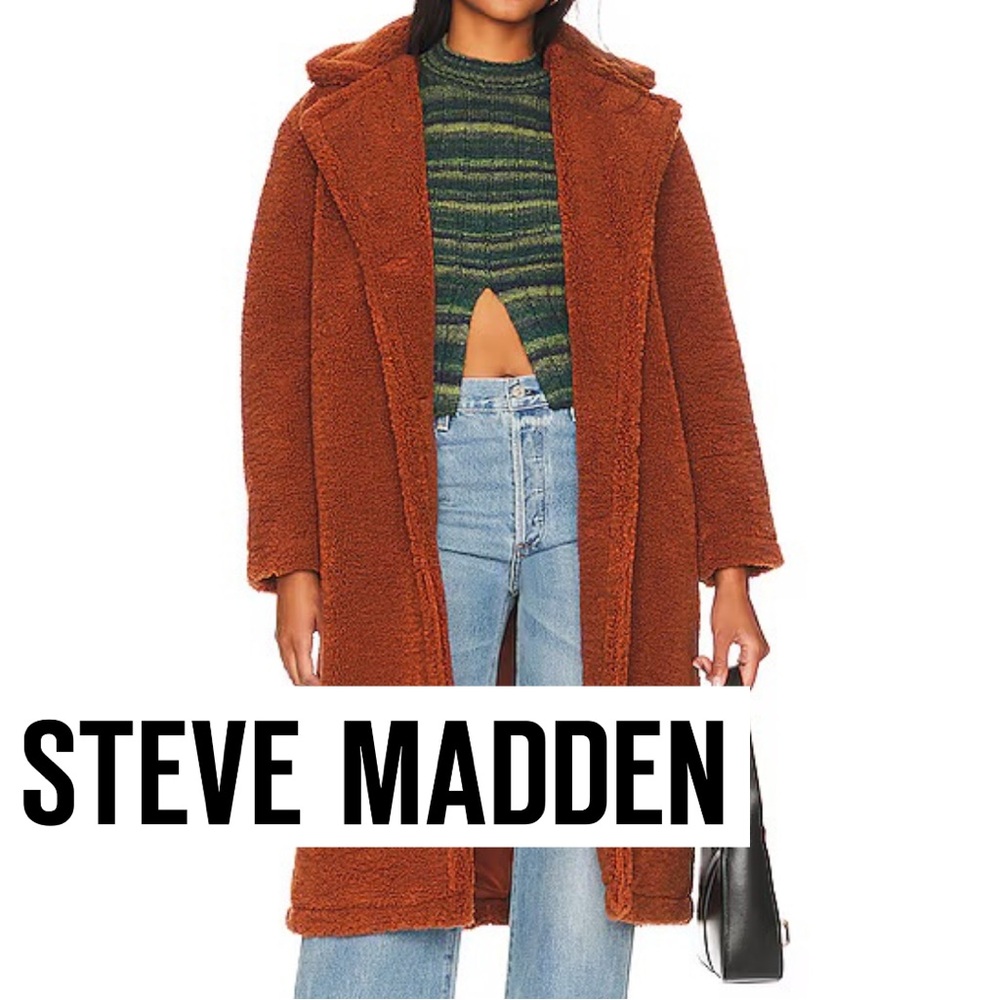 Steve Madden Saide Long Sherpa Coat - Large